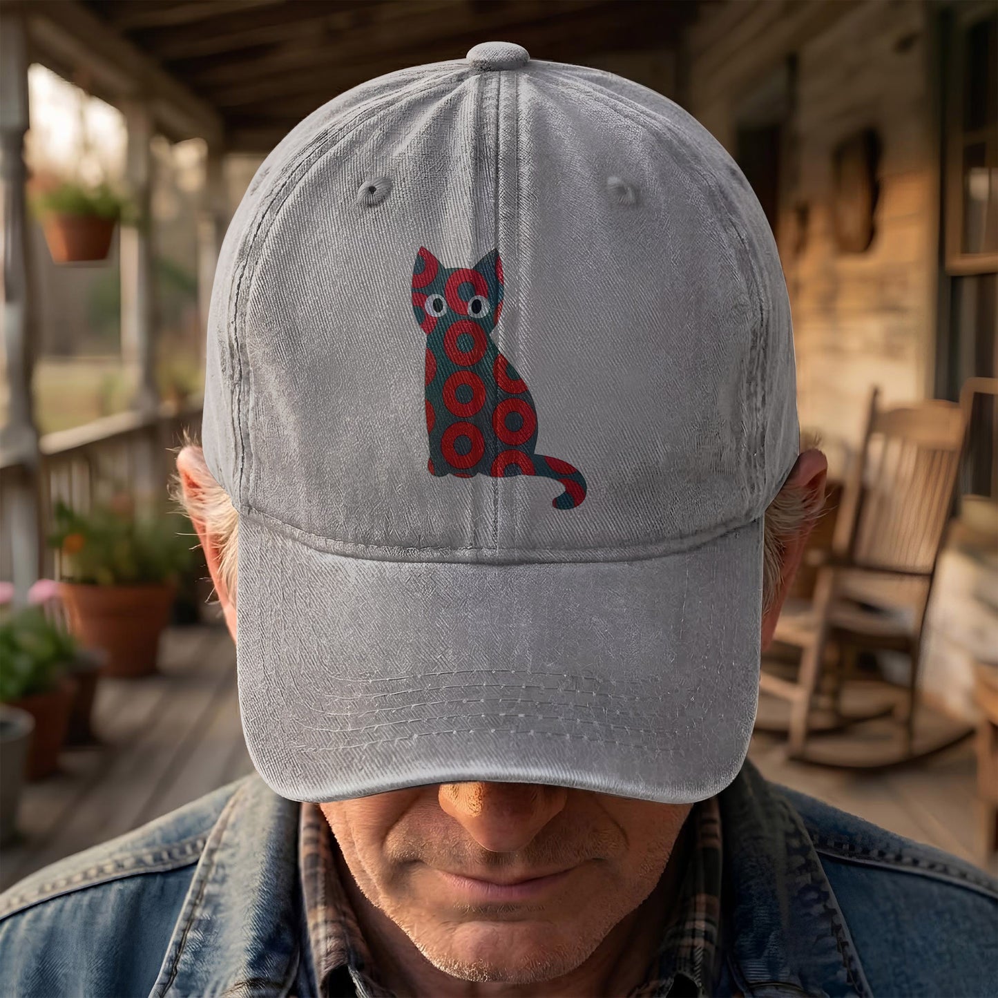 5-PACK Holographic Phish Cat Denim Cap – Retro Music Fan Merch Cap Gift For Dad (With Box)