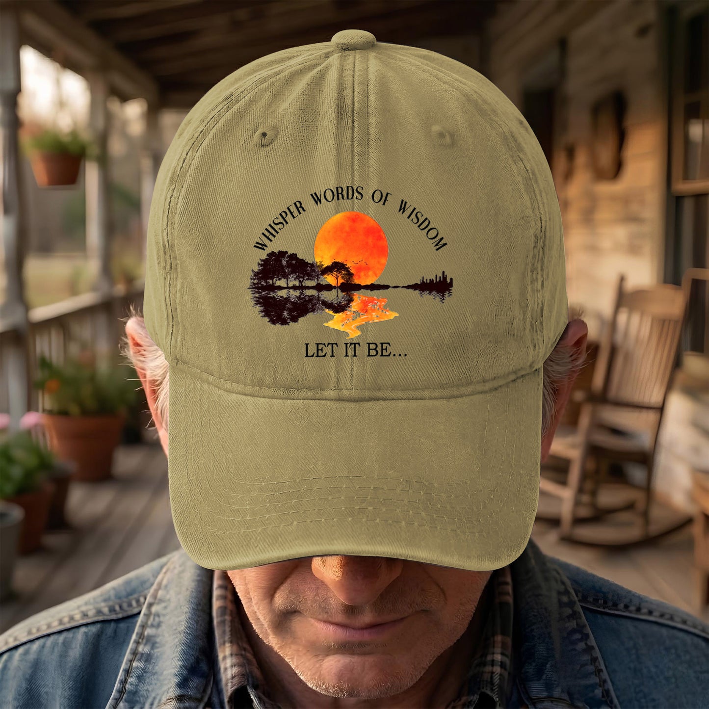 The Beatles Let It Be Whisper Words Of Wisdom Lyrics Graphic Denim Cap – Retro Rock Music Fan Cap (With Box)