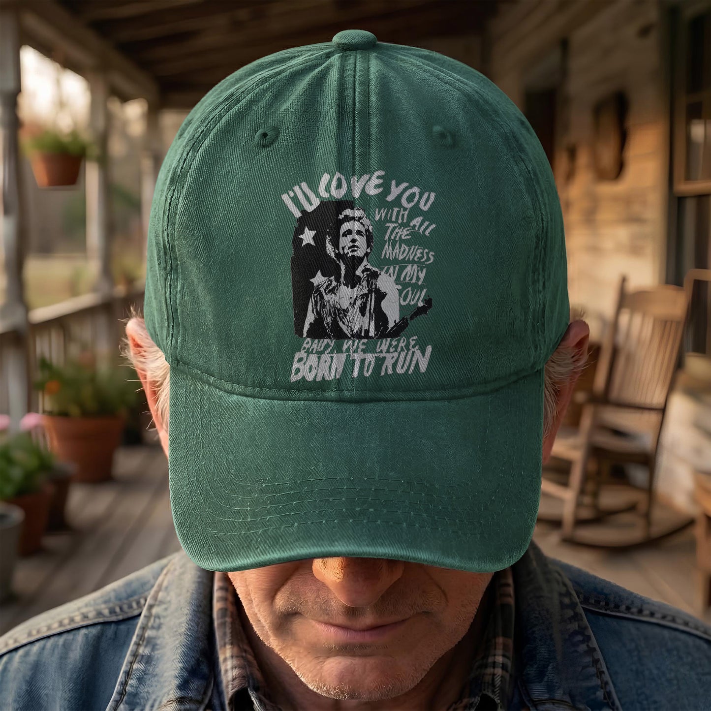 Bruce Springsteen Born to Run Lyrics Denim Cap – Retro Rock Music Fan Cap (With Box)