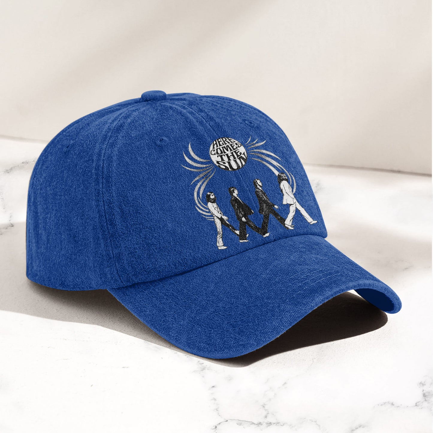 The Beatles Here Comes the Sun Denim Cap – Retro Rock Music Fan Cap Gift For Dad (With Box)