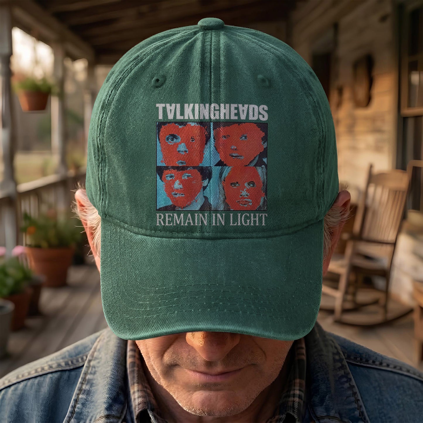 Talking Heads Remain in Light Punk Rock Denim Cap – Retro Music Fan Concert Cap Gift For Dad Father's Day (With Box)