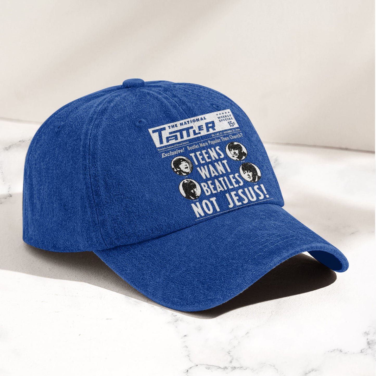 Teens Want Beatles Not Jesus Denim Cap – Retro Rock Music Fan Cap (With Box)