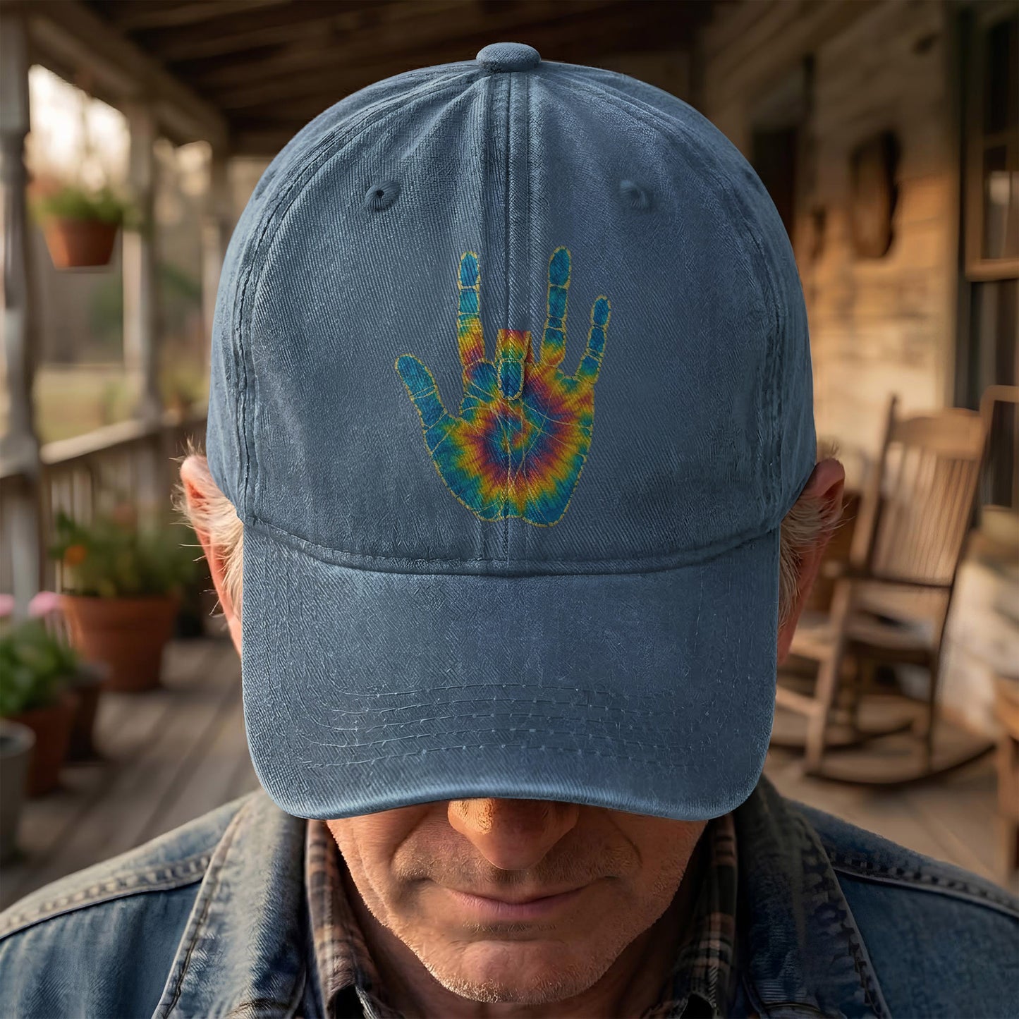 Jerry Garcia Handprint Tie Dye Denim Cap – Vintage Music Grateful Dead Merch Gift for Dad (With Box)