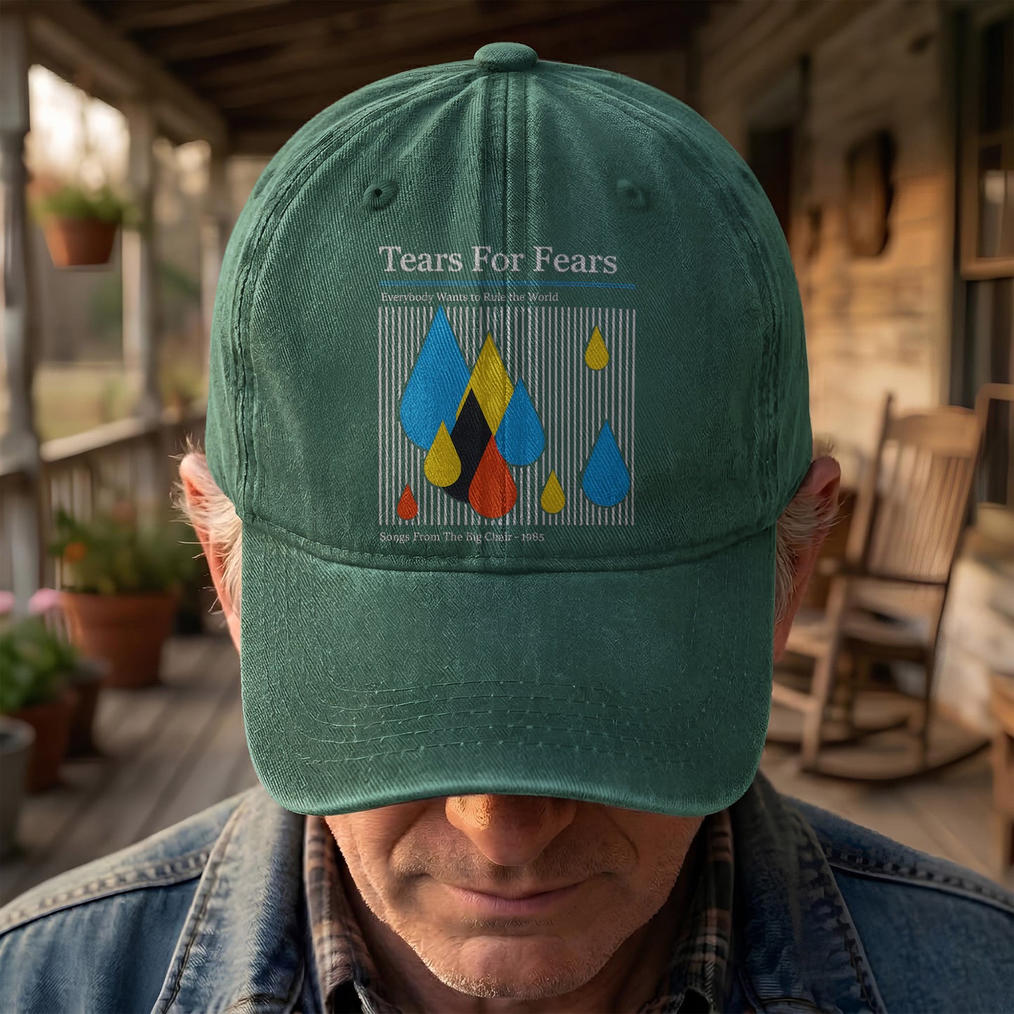 Tears for Fears Songs from the Big Chair 1985 Graphic Denim Cap – Retro Rock Music Fan Cap (With Box)