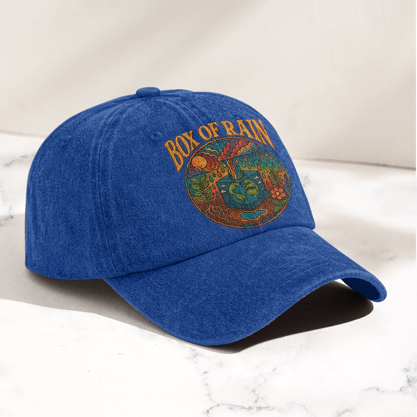 Grateful Dead Box Of Rain Earth Graphic Music Merch Denim Cap – Retro Vintage Dad Cap Gift For Dad (With Box)