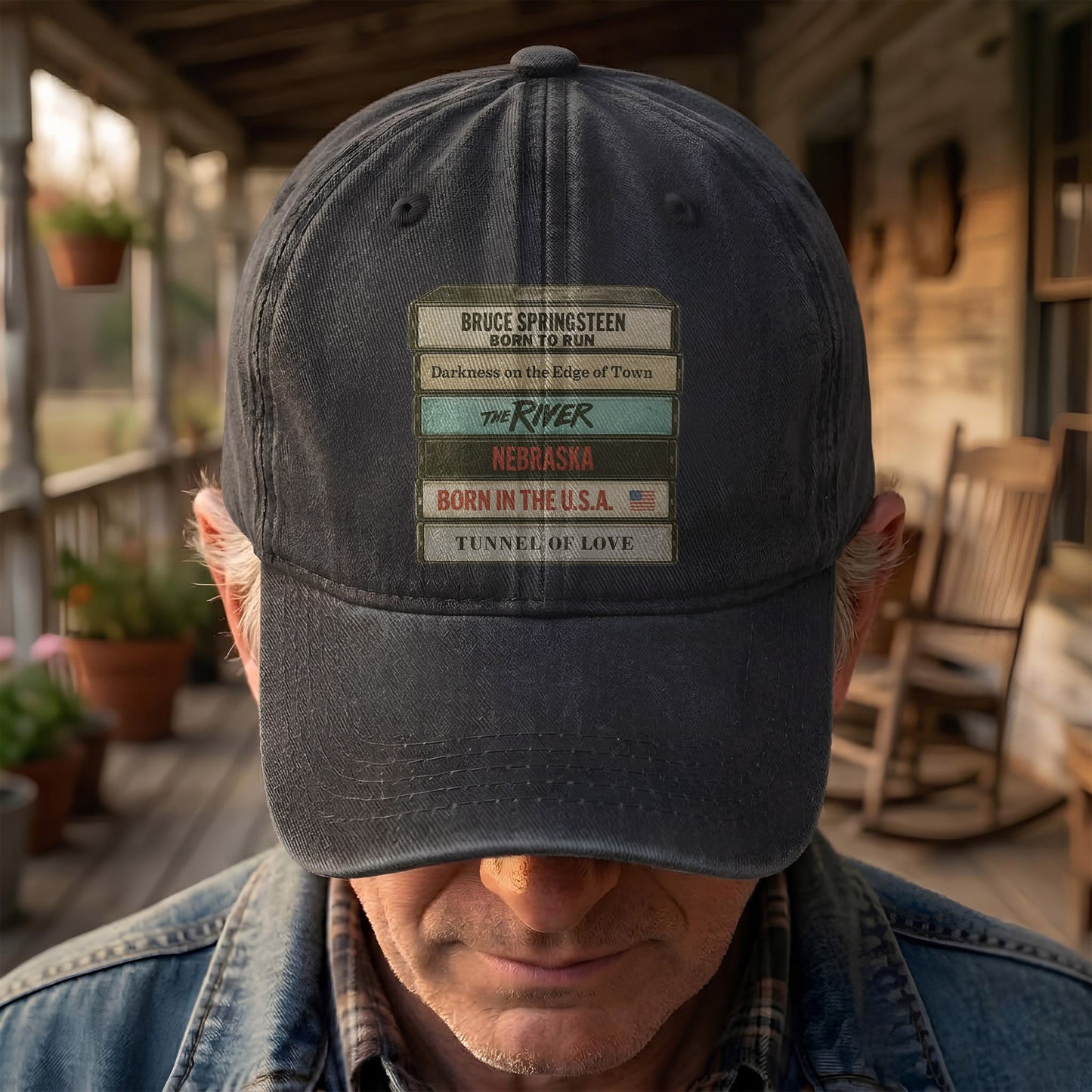 Bruce Springsteen Iconic Cassette Tape Denim Cap – Retro Rock Music Fan Cap (With Box)