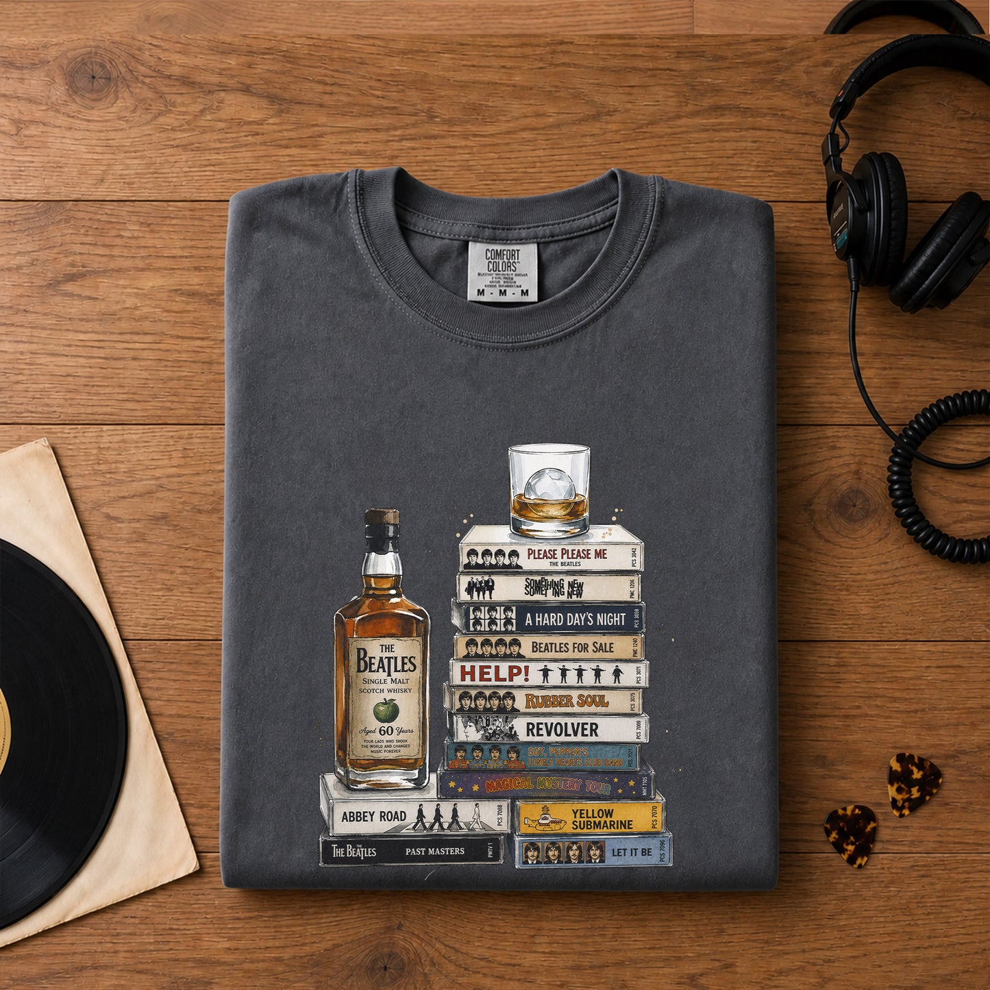 The Beatles Band Cassette Album Collection Vintage T-Shirt – Retro Music The Beatles Merch Tee