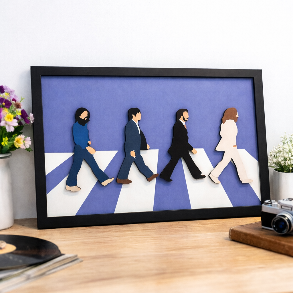 The Beatles Abbey Road 3D Wall Decor Picture Frame – Iconic Album Art Shadow Box