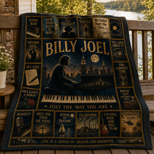 Billy Joel  Quilt Blanket – Iconic Symbols Tribute To The Piano Man