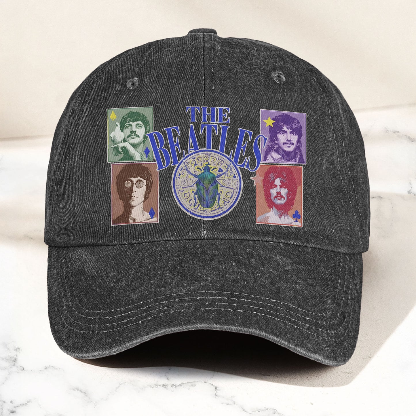 The Beatles Vintage Portraits Graphic Music Merch Denim Cap – Retro Vintage Dad Cap Gift For Dad (With Box)