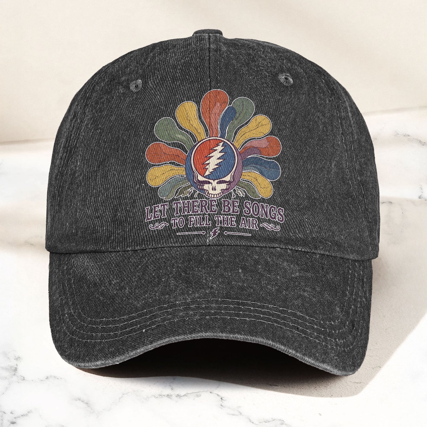 Grateful Dead Ripple Let There Be Songs To Fill The Air Steal Your Face Denim Cap – Retro Vintage Dad Cap Gift For Dad (With Box)