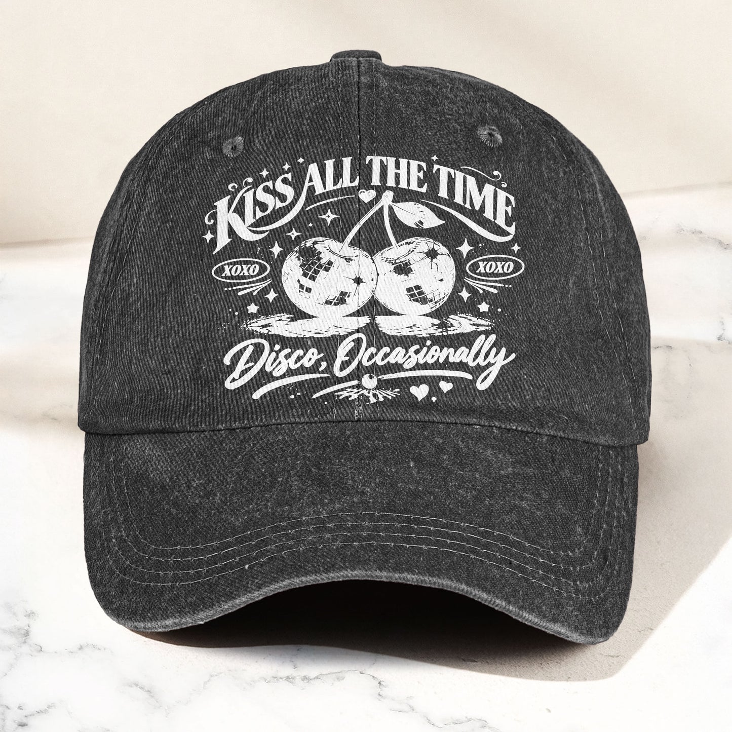 Harry Styles Kiss All The Time Disco Occasionally Denim Cap – Retro Vintage Dad Cap Gift For Dad (With Box)