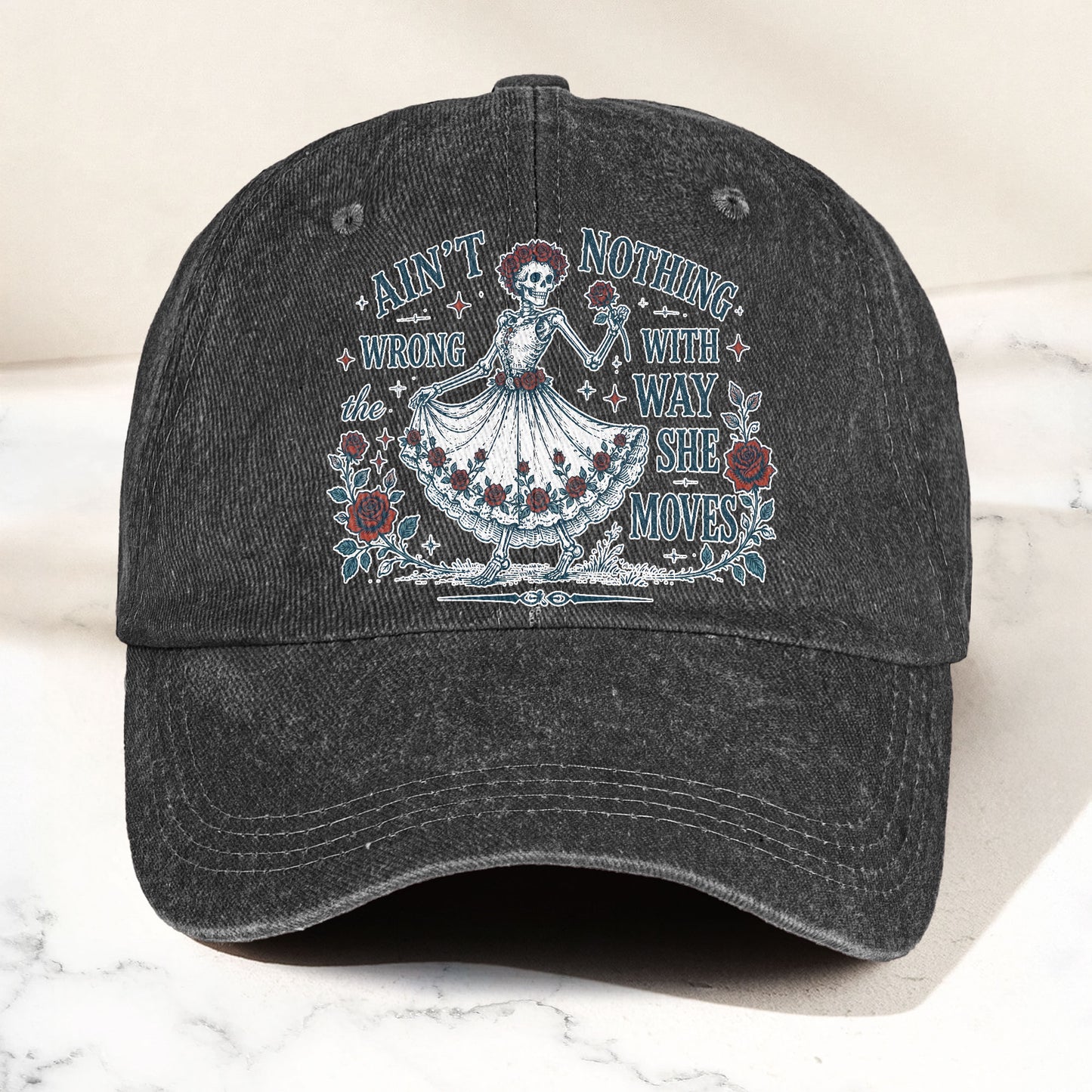 Grateful Dead Sugar Magnolia Way She Moves Vintage Denim Cap – Retro Vintage Dad Cap Gift For Dad (With Box)