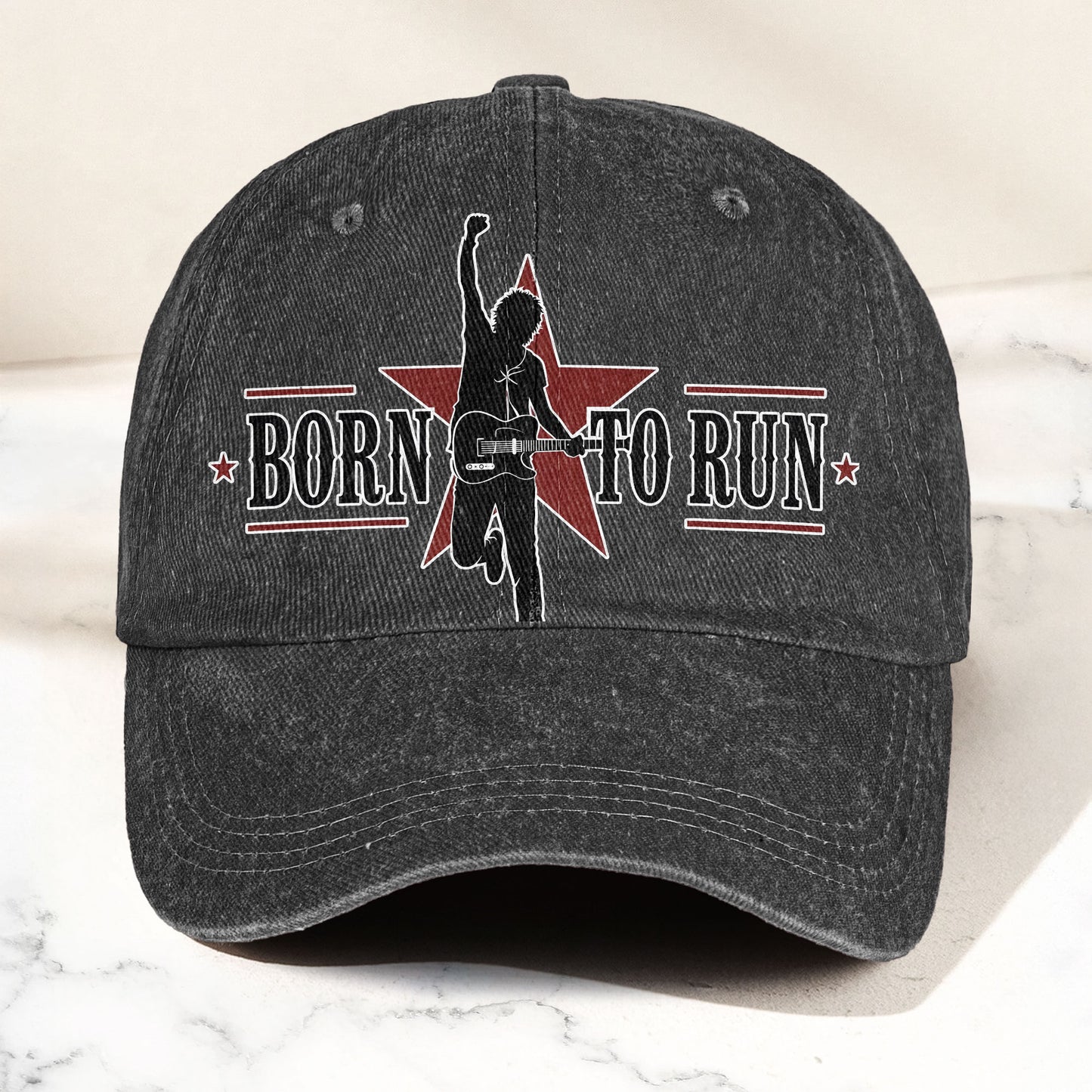 Bruce Springsteen Born To Run Music Merch Denim Cap – Retro Vintage Dad Cap Gift For Dad (With Box)
