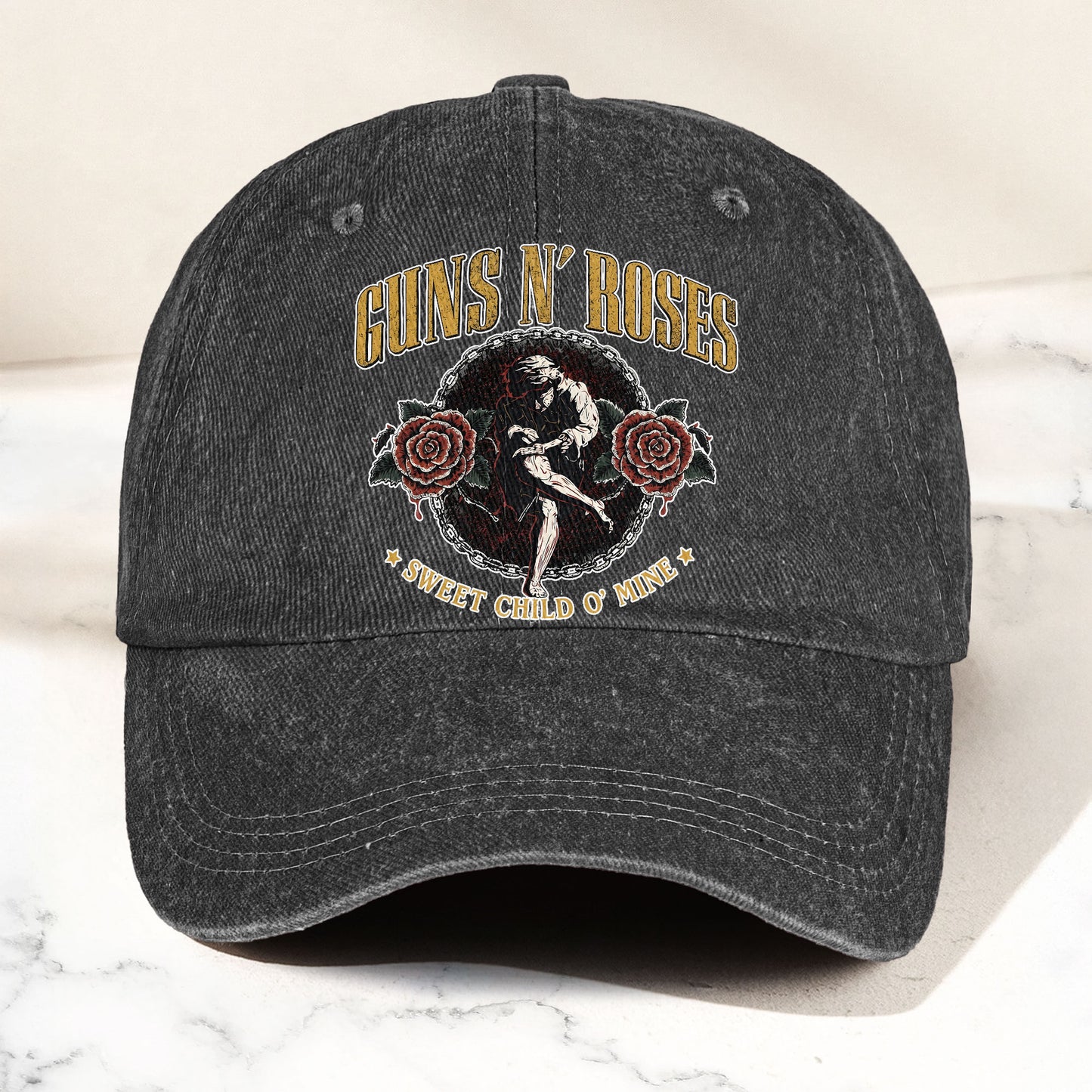 Guns N Roses Sweet Child O Mine Rock Music Merch Denim Cap – Retro Vintage Dad Cap Gift For Dad (With Box)