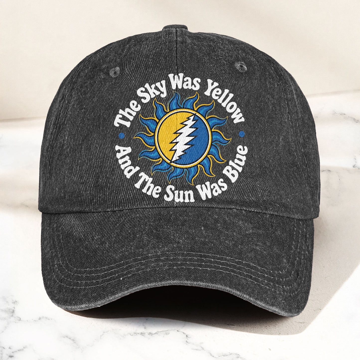 Grateful Dead Scarlet Begonias Lyrics Yellow Sky Blue Sun Denim Cap – Retro Vintage Dad Cap Gift For Dad (With Box)