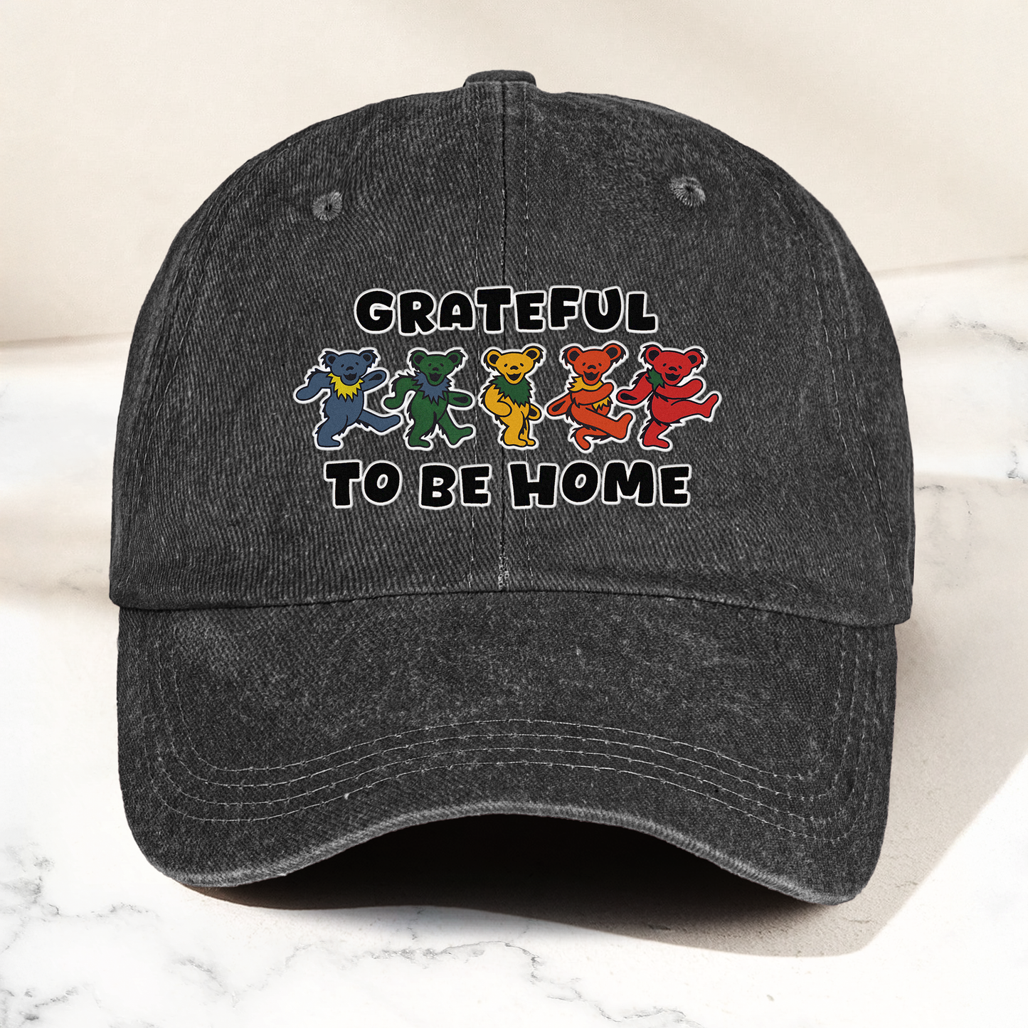 Grateful Dead Denim Cap – Dancing Bears “Grateful To Be Home” Dad Hat ( With Box)