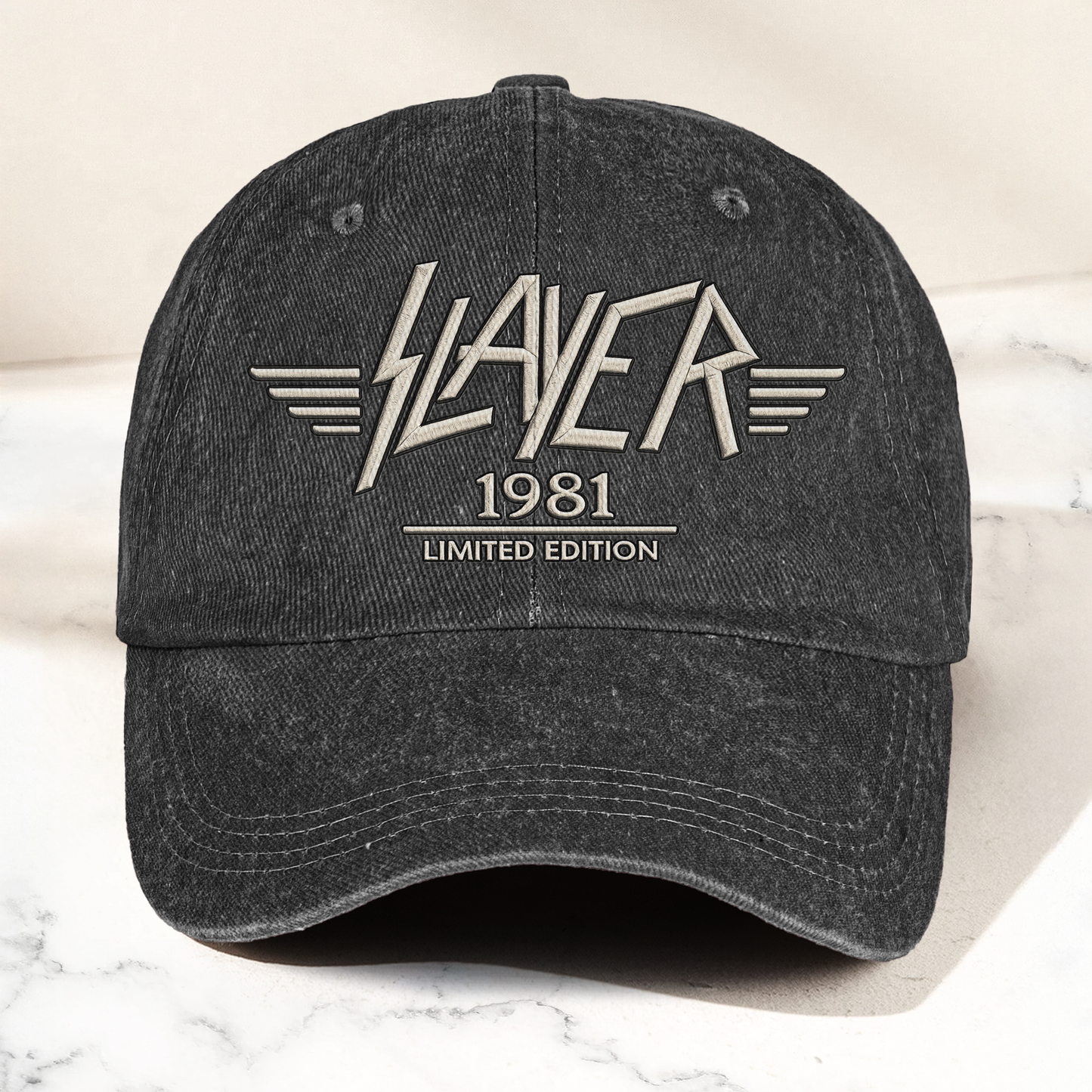 Slayer Band Logo Est 1981 Denim Cap – Retro Vintage Dad Cap Gift For Dad (With Box)
