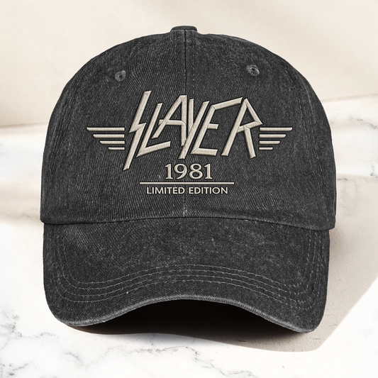 Slayer Band Logo Est 1981 Denim Cap – Retro Vintage Dad Cap Gift For Dad (With Box)
