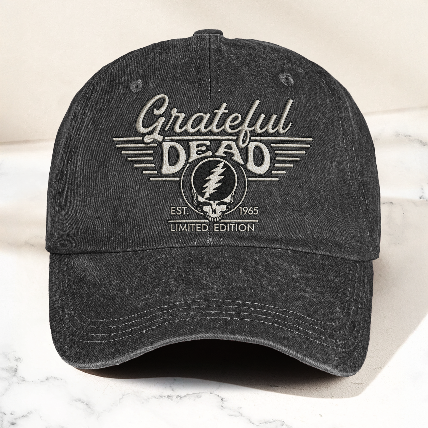 Grateful Dead Steal Your Face Est 1965 Denim Cap – Retro Vintage Dad Cap Gift For Dad (With Box)