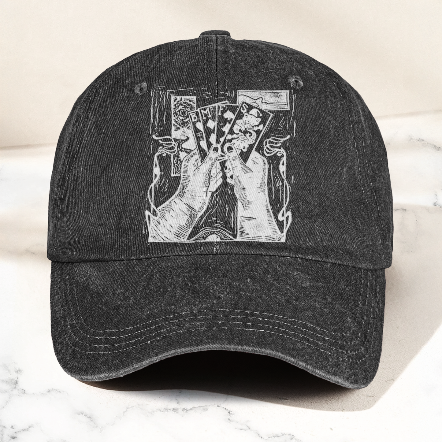 Billy Strings BMFS Playing Cards Woodcut Graphic Music Merch Denim Cap – Retro Vintage Dad Cap Gift For Dad (With Box)