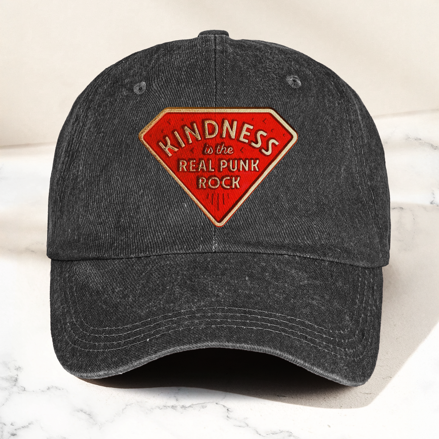 Kindness is the Real Punk Rock Denim Cap – Retro Punk Rock Music Fan Cap Gift For Dad (With Box)