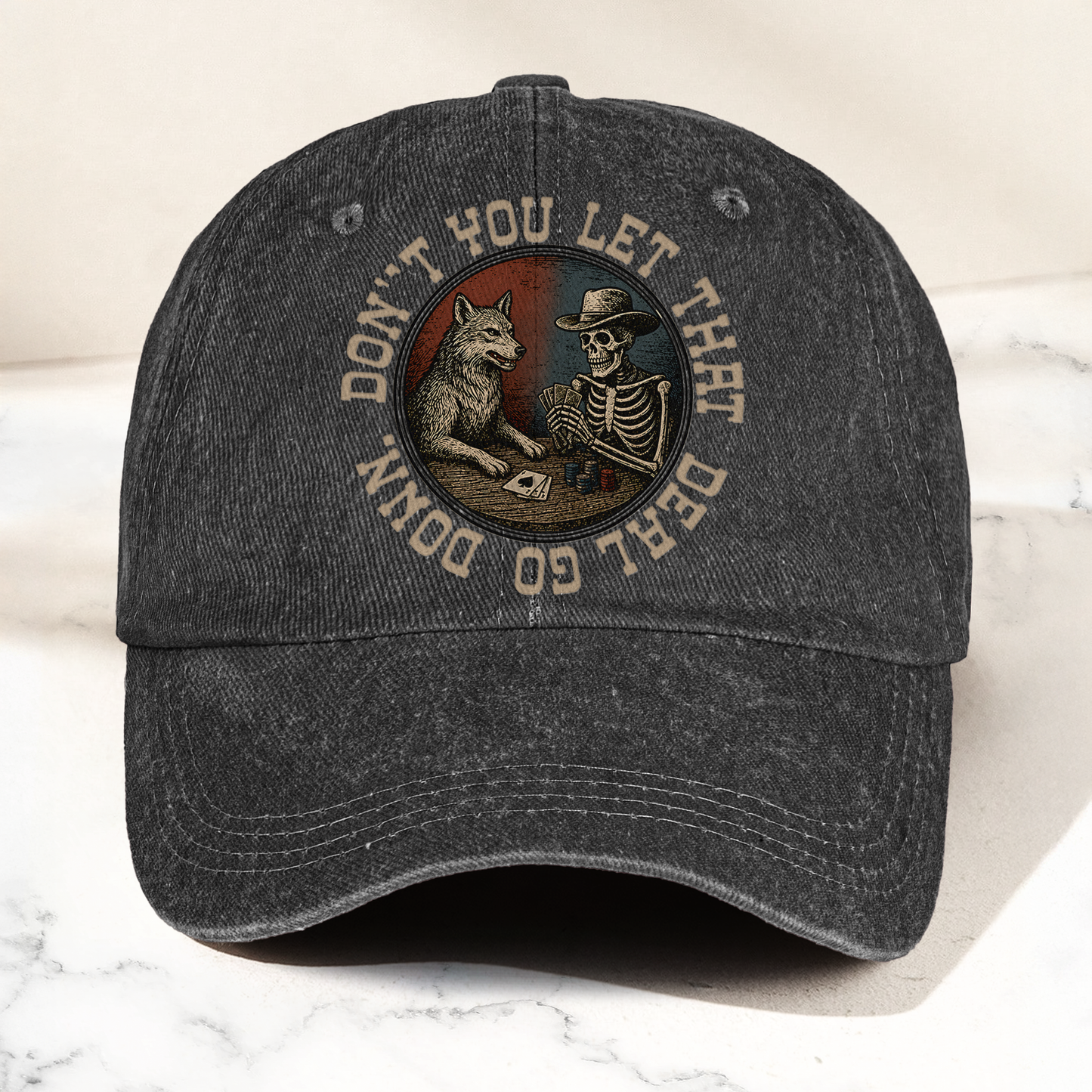 Grateful Dead Don't You Let That Deal Go Down Poker Skeleton Denim Cap – Retro Vintage Dad Cap Gift For Dad (With Box)