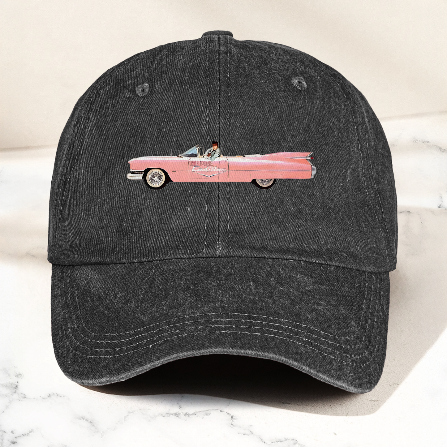 Elvis Presley The Pink Car Denim Cap – Vintage Elvis Presley Merch Gift for Dad (With Box)
