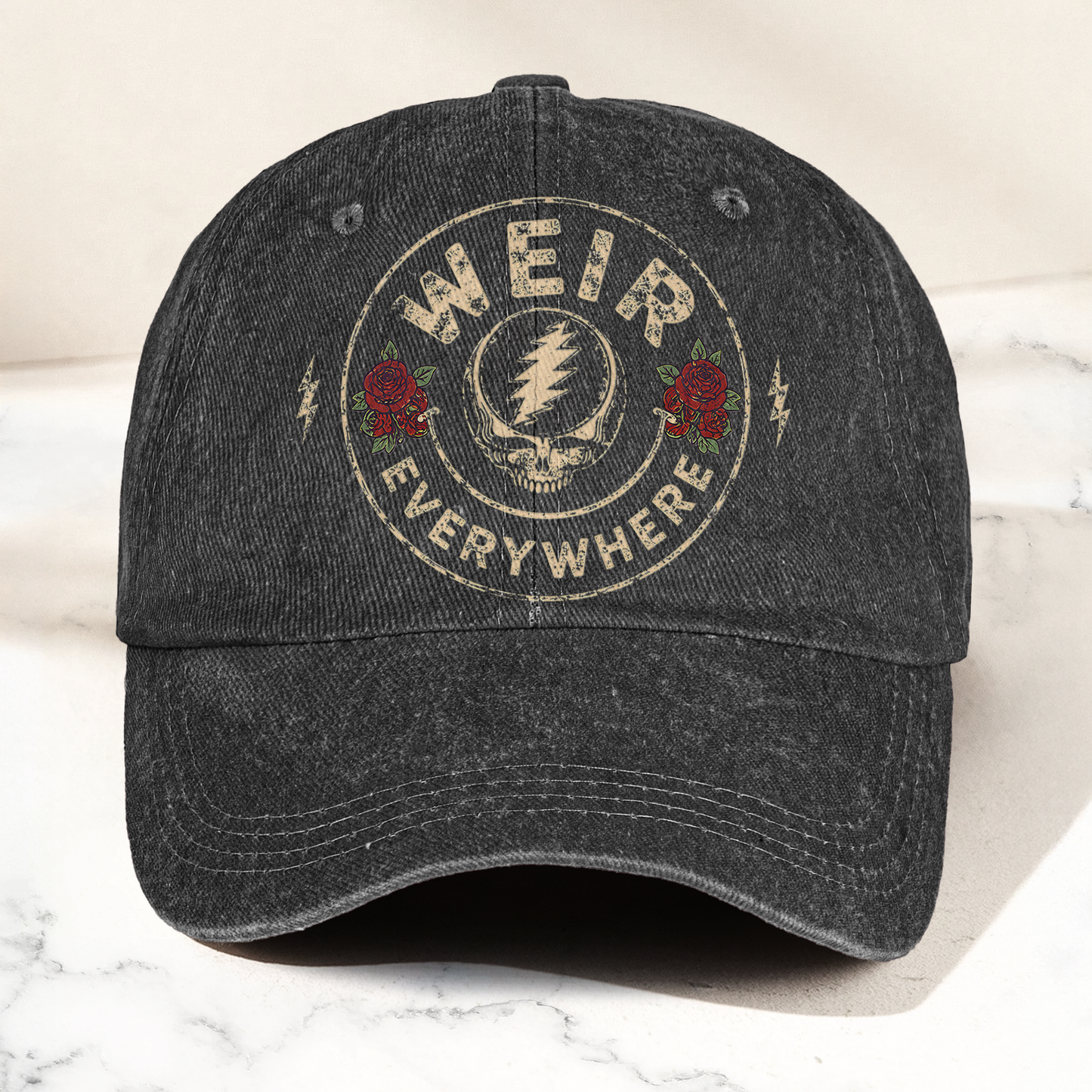 Grateful Dead Weir Everywhere Steal Your Face Bob Weir Denim Cap – Retro Vintage Dad Cap Gift For Dad (With Box)