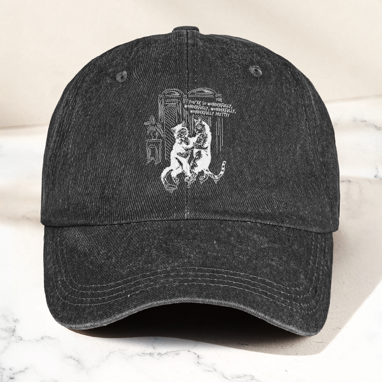 The Cure Lovecats Essential Artwork Vintage Denim Cap – Retro The Cure Band Merch Gift for Dad (With Box)