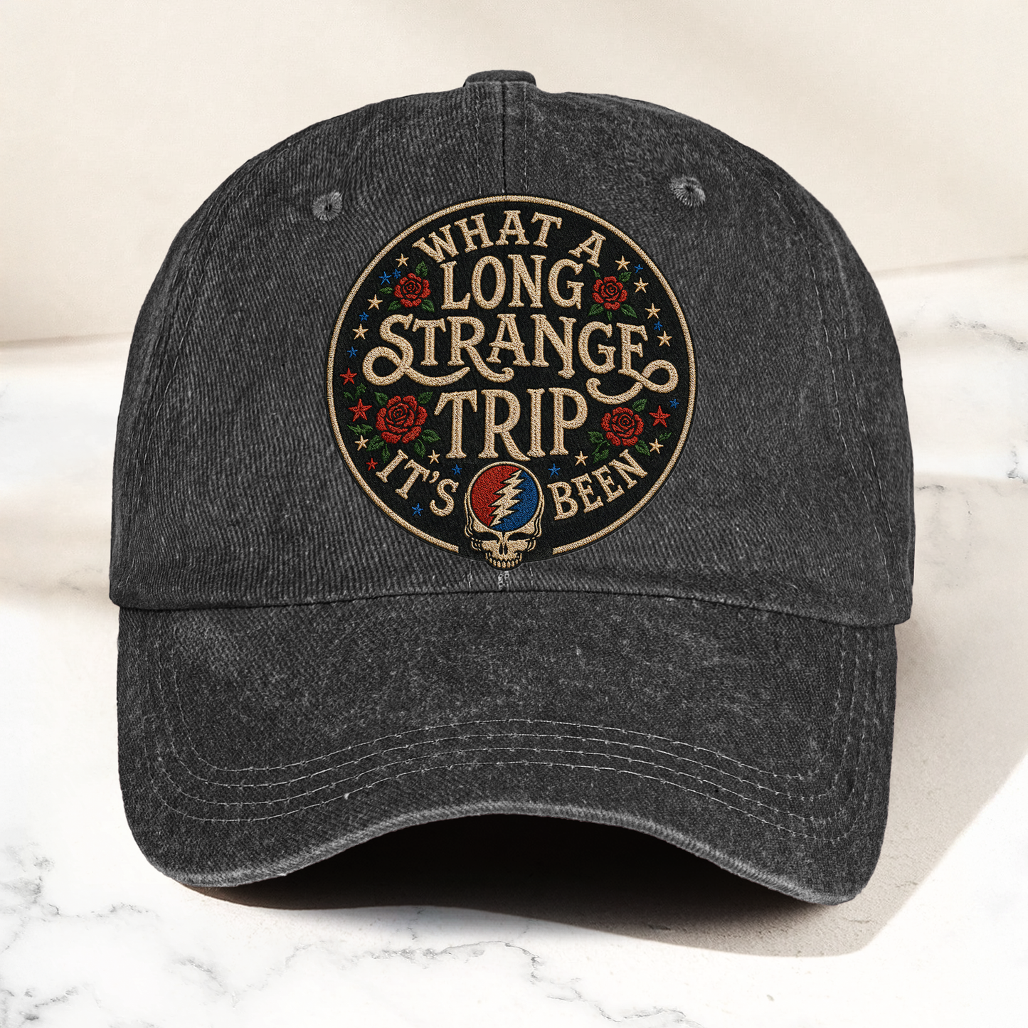 Grateful Dead What A Long Strange Trip It’s Been Vintage Dad Hat – Deadhead Camping Cap Gift