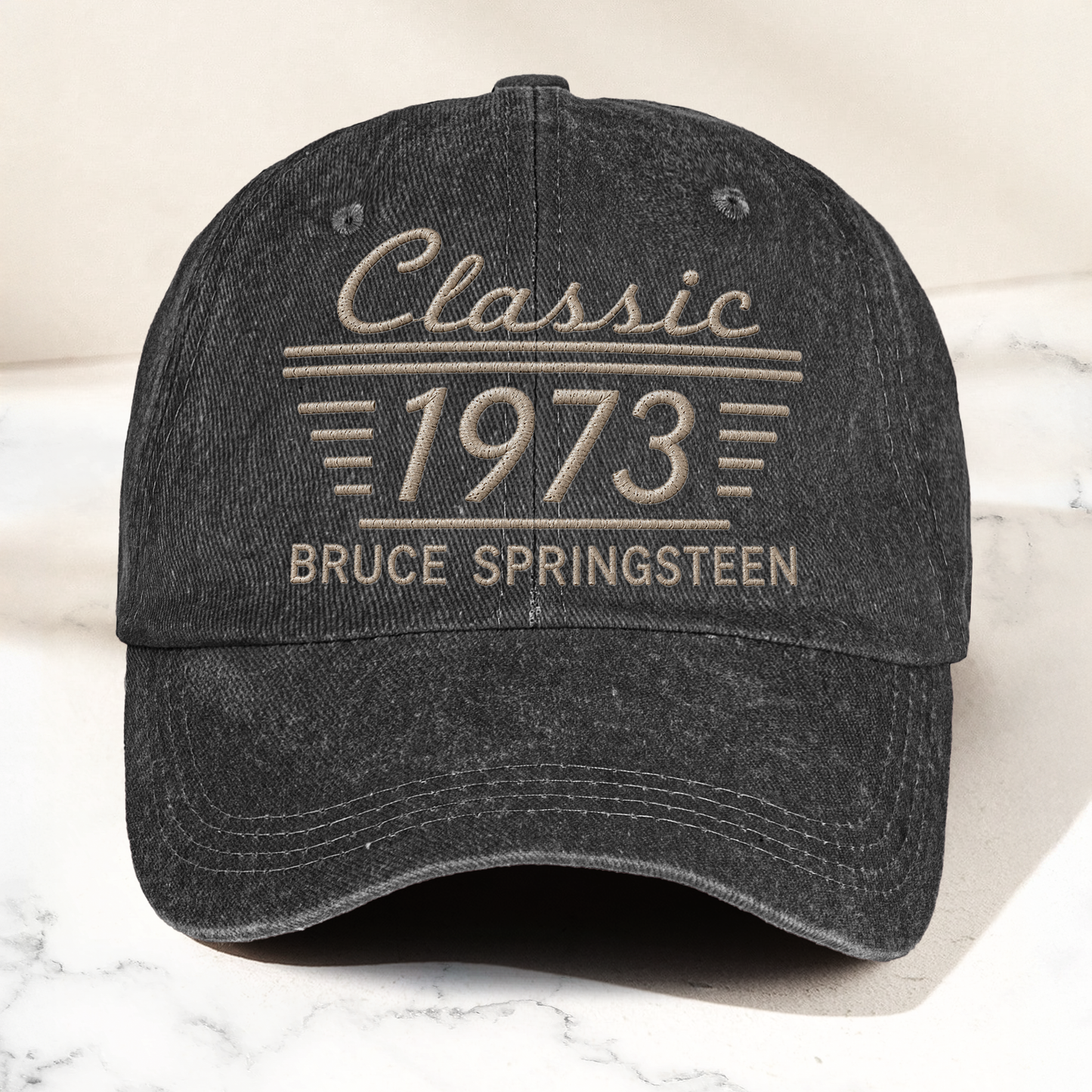 Bruce Springsteen Classic 1973 Est Heartland Rock Band Music Merch Graphic Denim Cap – Retro Vintage Dad Cap Gift For Dad (With Box)