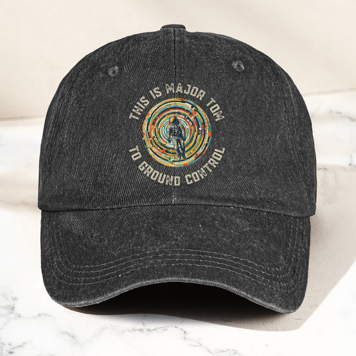 David Bowie This is Major Tom to Ground Control Denim Cap – Retro Punk Rock Music Fan Cap Gift For Dad (With Box)