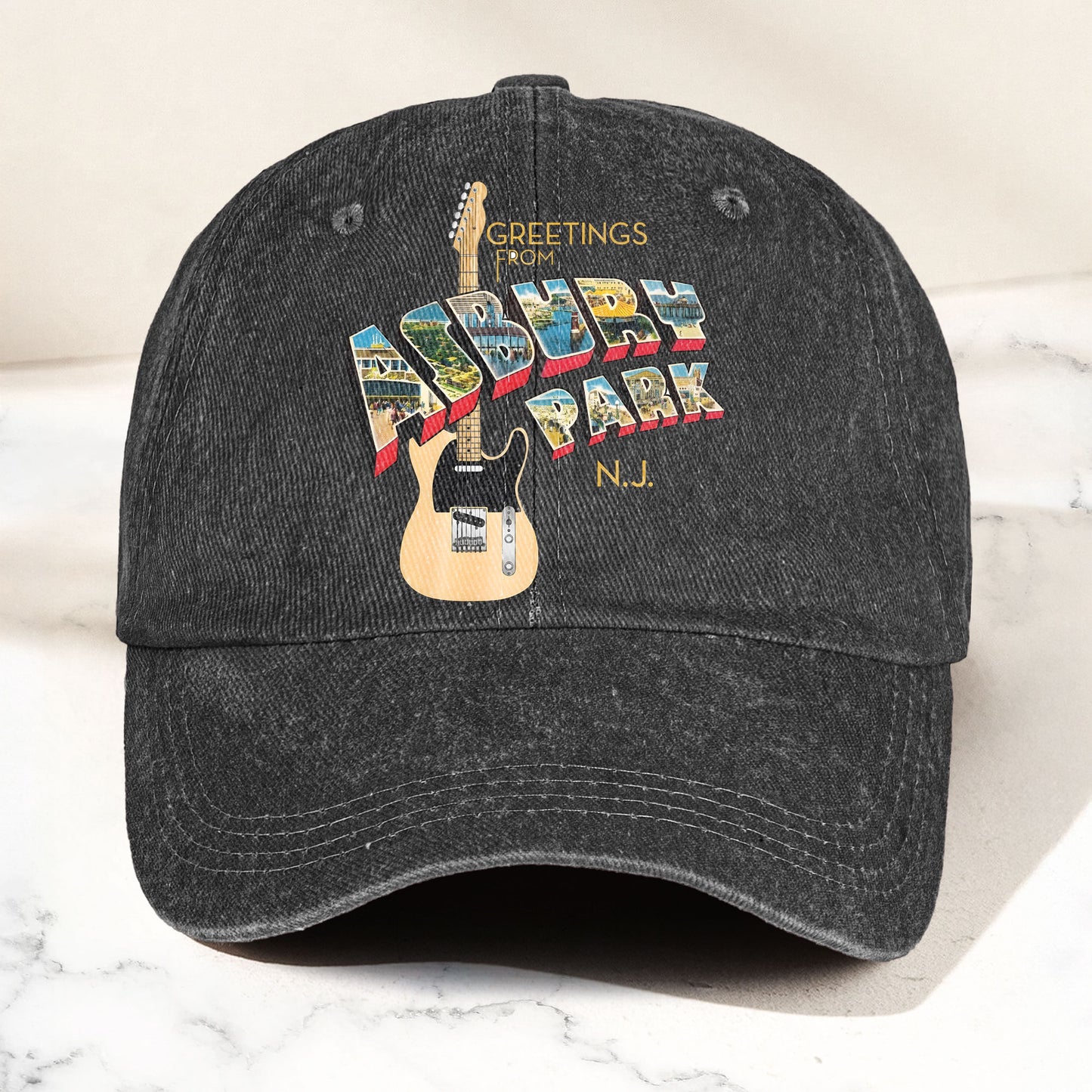 Bruce Springsteen Greetings From Asbury Park Vintage Rock Band Denim Cap- Retro Vintage Dad Cap Gift For Dad (With Box)