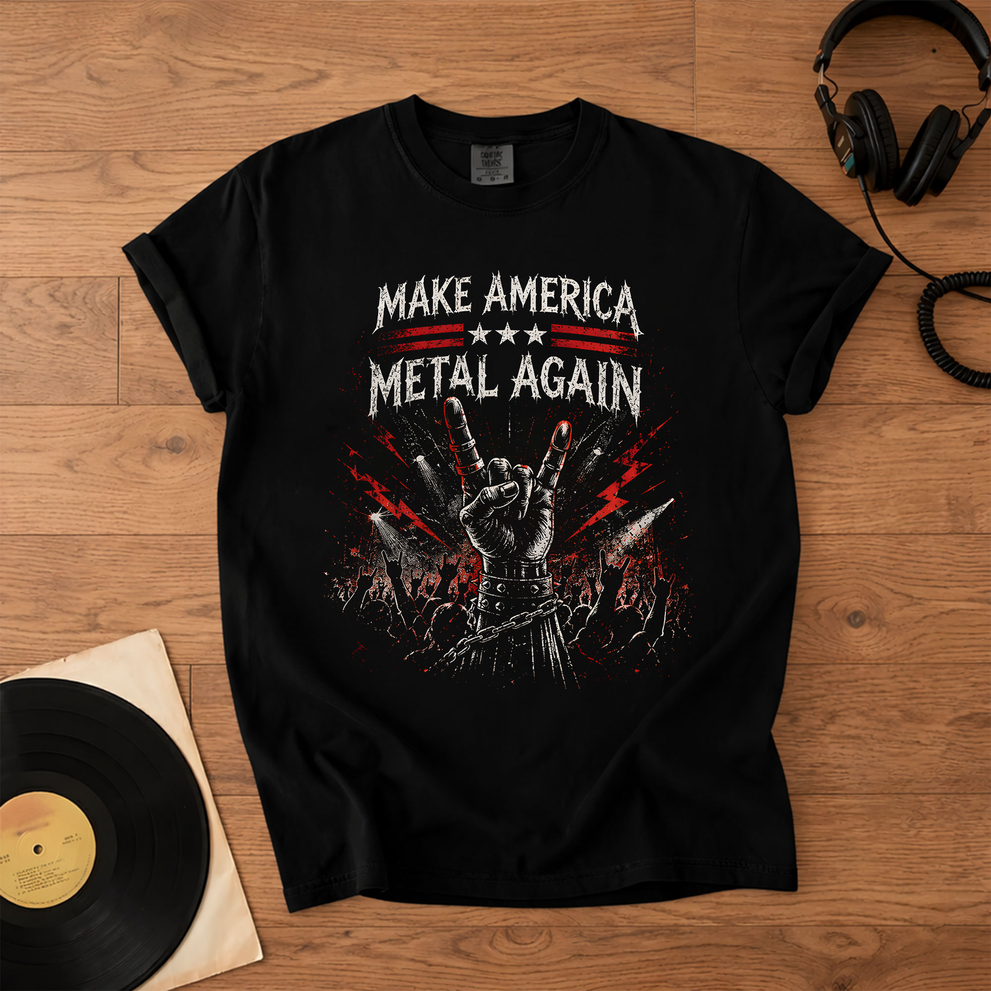 Make America Metal Again Graphic T-Shirt – Retro Rock Metal Music Fan Merch Tee