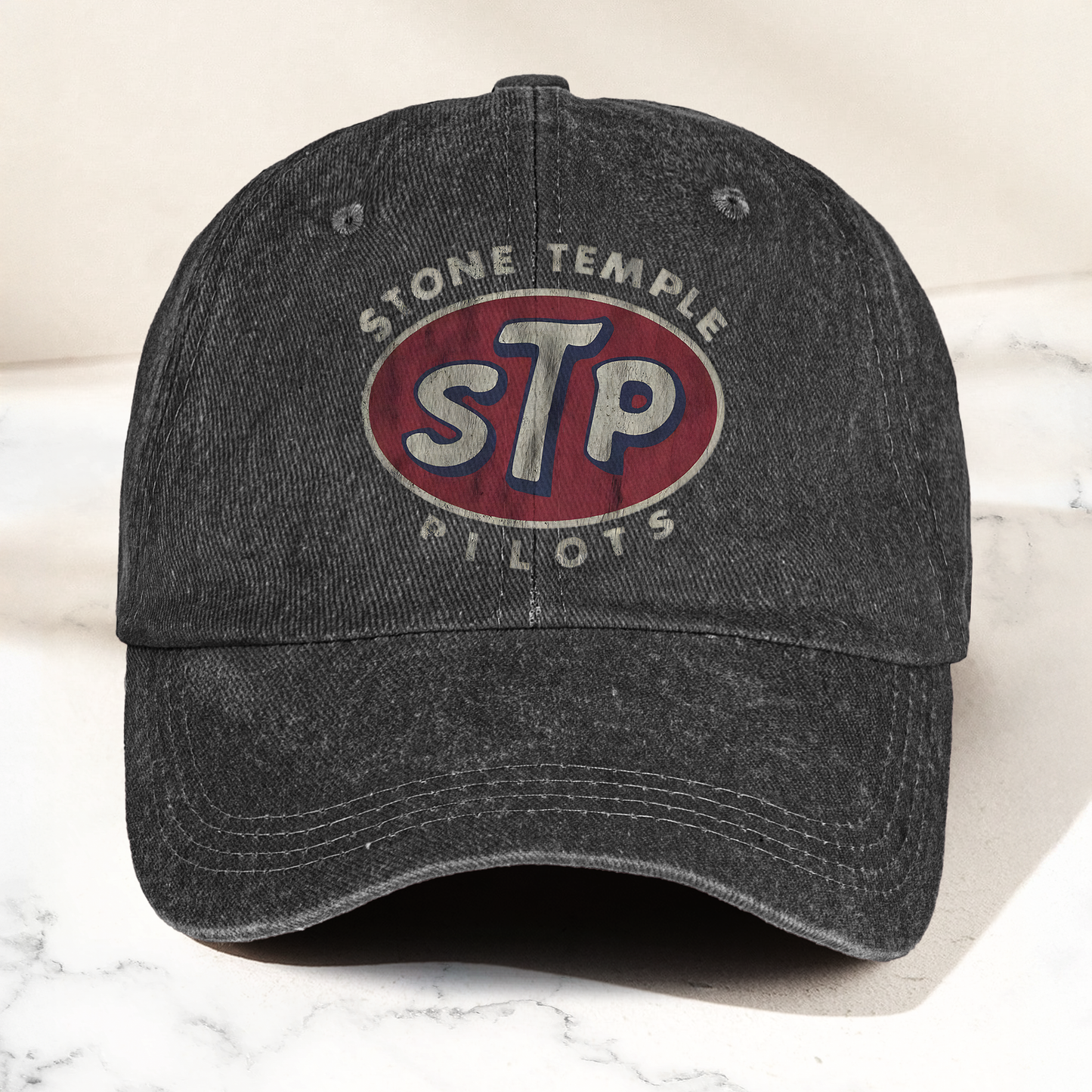 Stone Temple Pilots STP Logo Vintage Denim Cap – Retro Rock Band Cap Gift For Dad (With Box)
