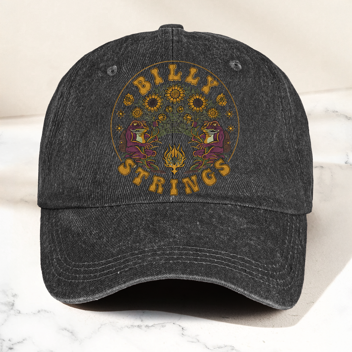 Billy Strings Sunflowers Frog Graphic Cosmic Bluegrass Retro Denim Cap – Retro Vintage Dad Cap Gift For Dad (With Box)
