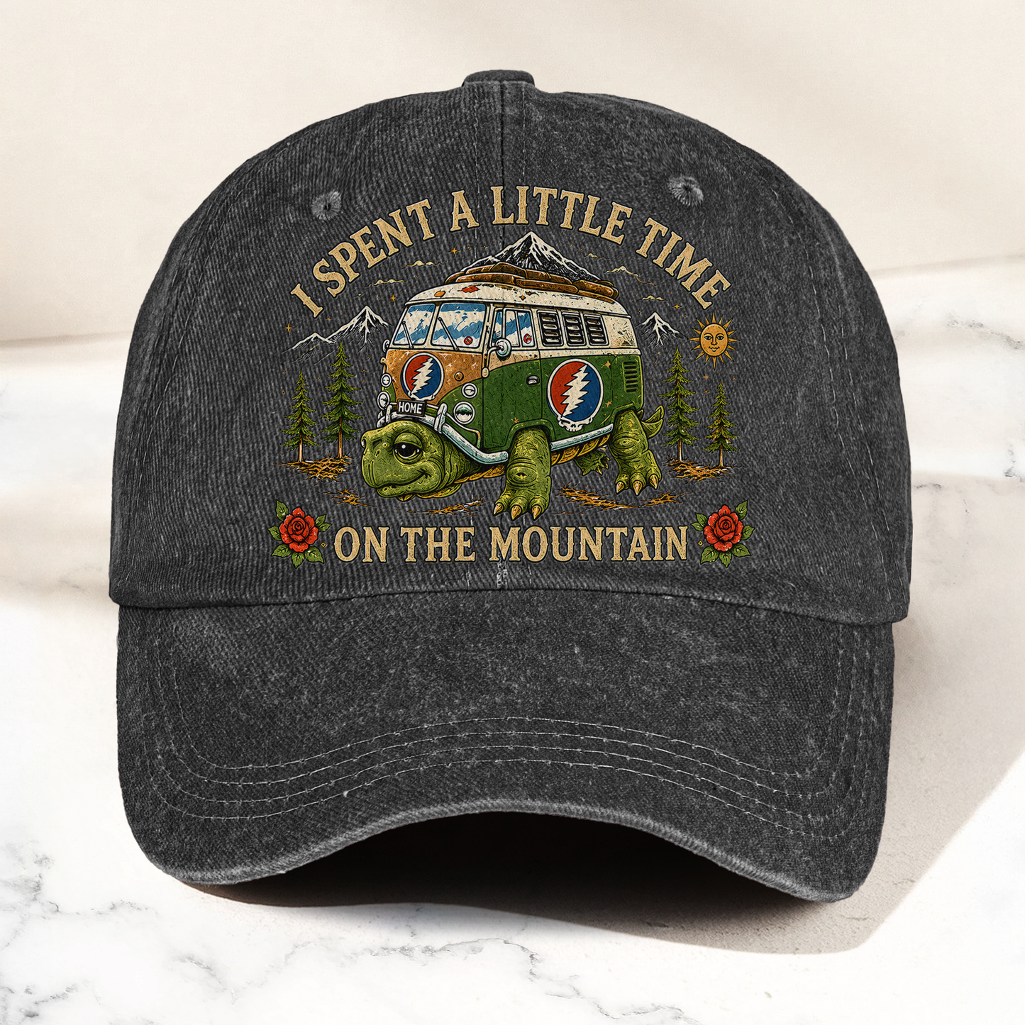 Grateful Dead New Speedway Boogie Toured Bus Terrapin Denim Cap – Retro Vintage Dad Cap Gift For Dad (With Box)