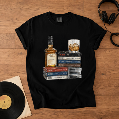 Rush Band Cassette Album Collection T-Shirt – Retro Rock Music Rush Band Merch Tee