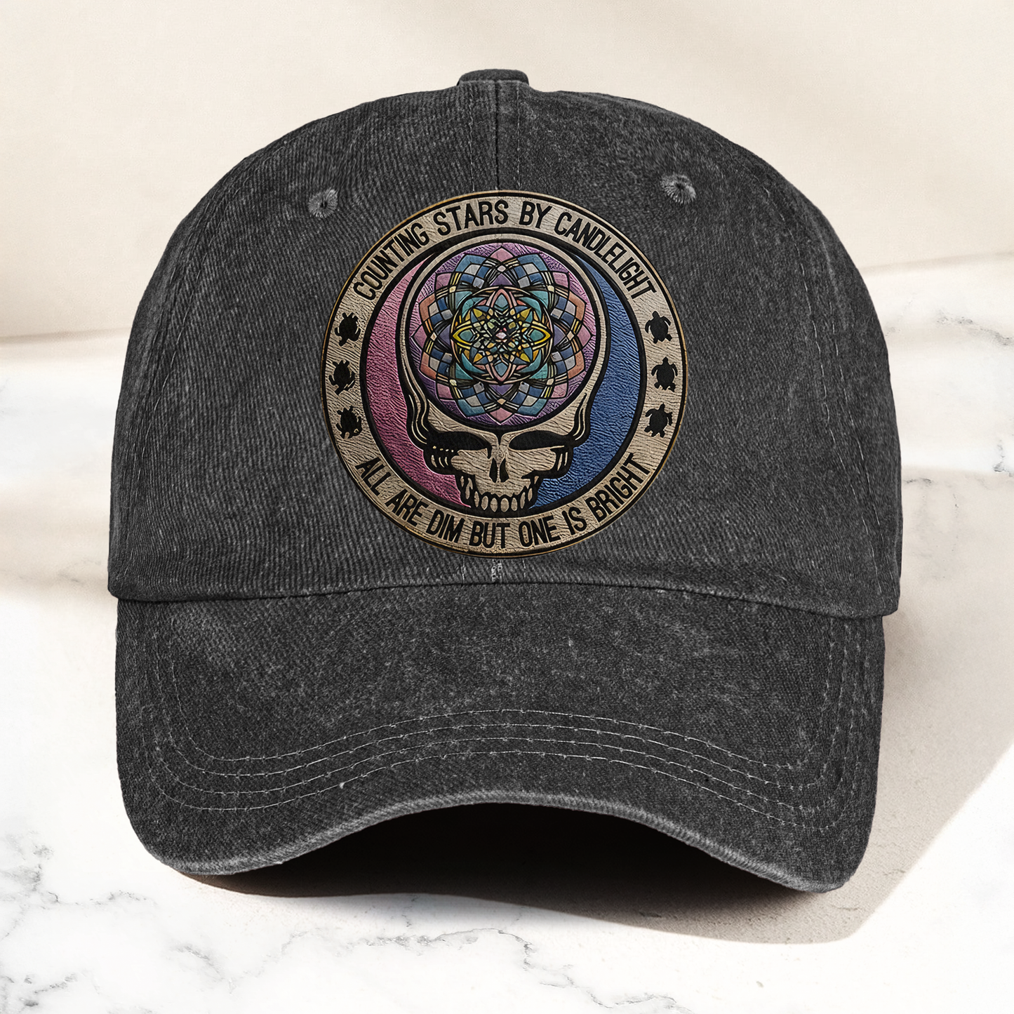 Grateful Dead Steal Your Face Terrapin Station Song Denim Cap – Retro Vintage Dad Cap Gift For Dad (With Box)