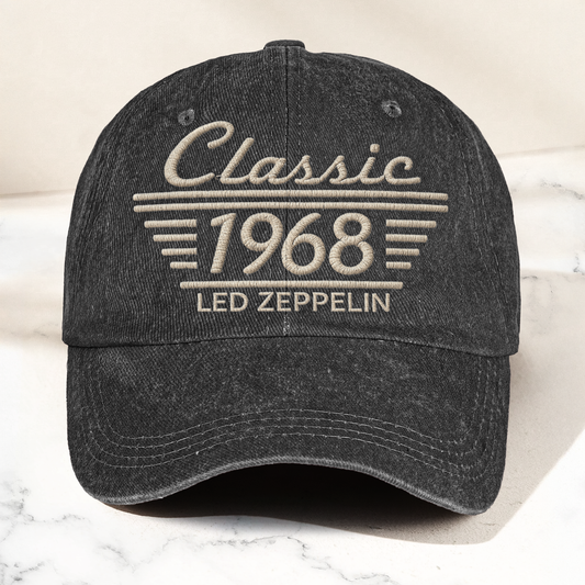 Led Zeppelin Classic 1968 Est Hard Rock Heavy Metal Band Music Merch Denim Cap – Retro Vintage Dad Cap Gift For Dad (With Box)