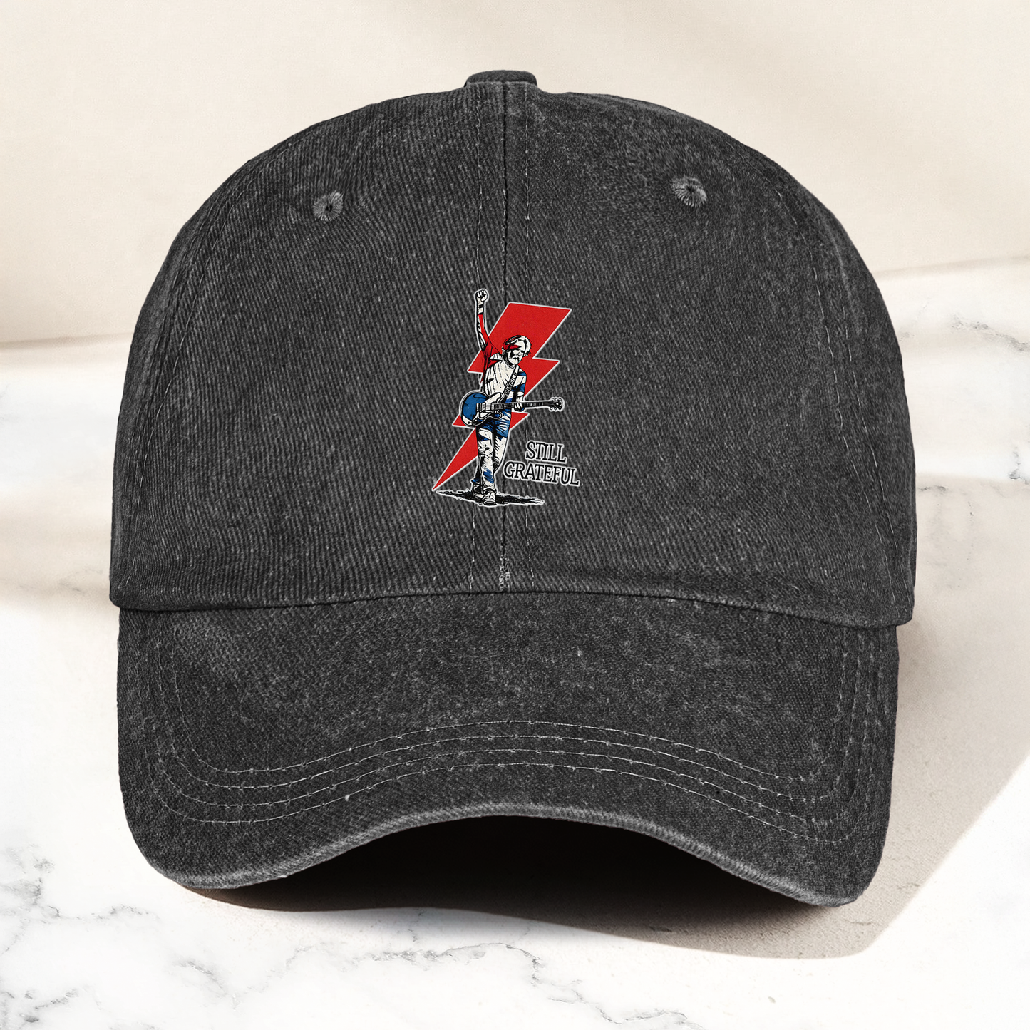 Still Grateful Lightning Guitar Dad Hat – Vintage Rock Spirit Cap