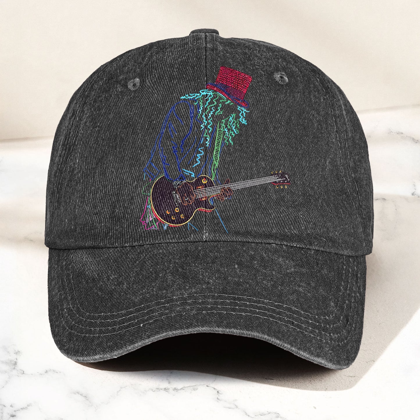 Guns N’ Roses Guitar Graphic Denim Cap – Retro Vintage Dad Cap Gift For Dad (With Box)