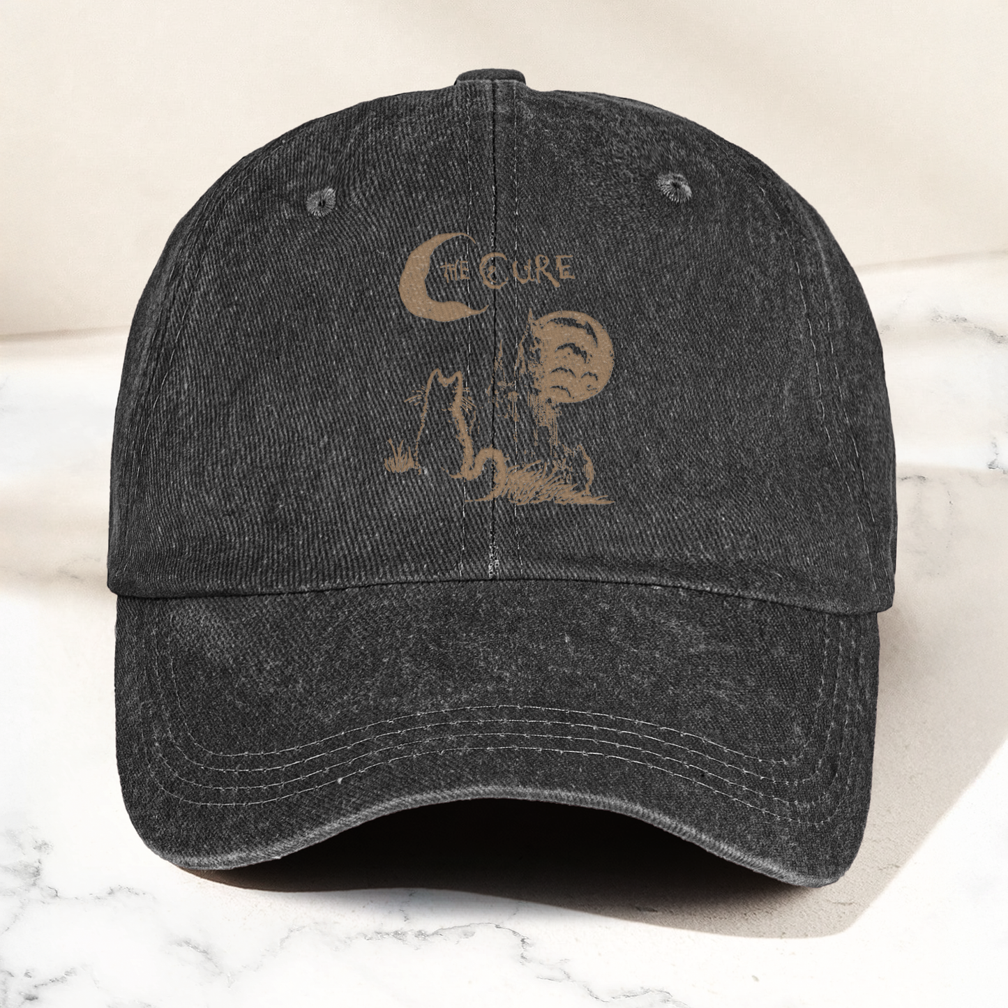 The Cure Vintage Cat Moon Denim Cap – Vintage The Cure Band Album Merch Gift for Dad (With Box)