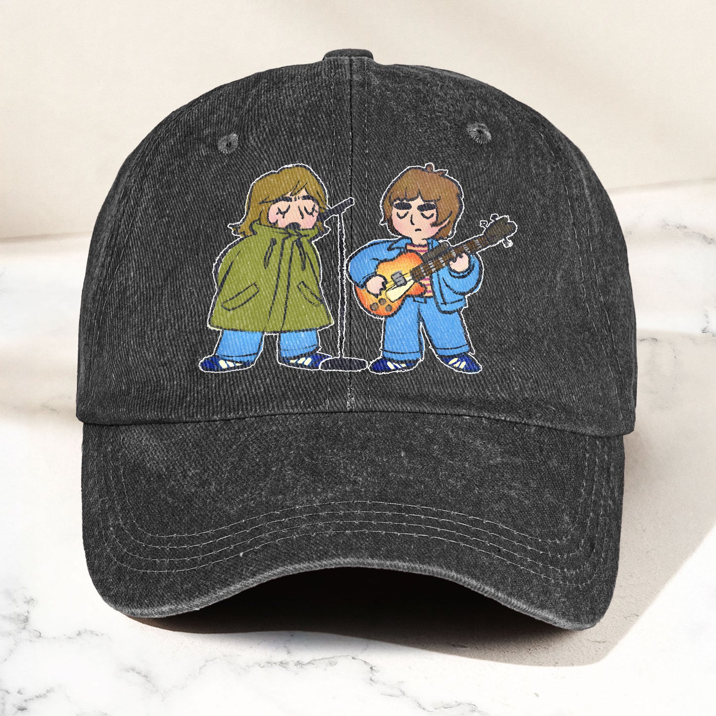 Noel & Liam Gallagher Oasis Denim Cap – Vintage Oasis Merch Gift for Dad (With Box)