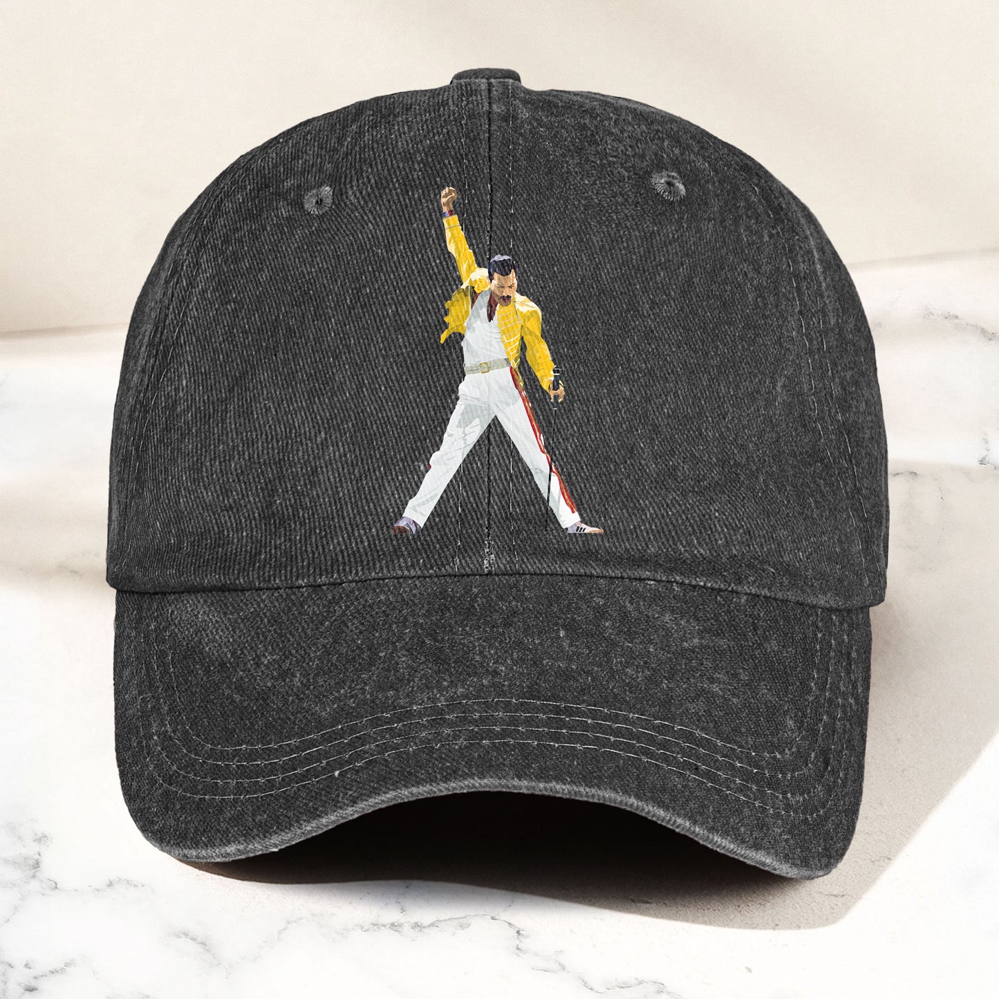 Vintage Freddie Mercury Denim Cap – Queen Band Tribute Merch Dad Hat (With Box)