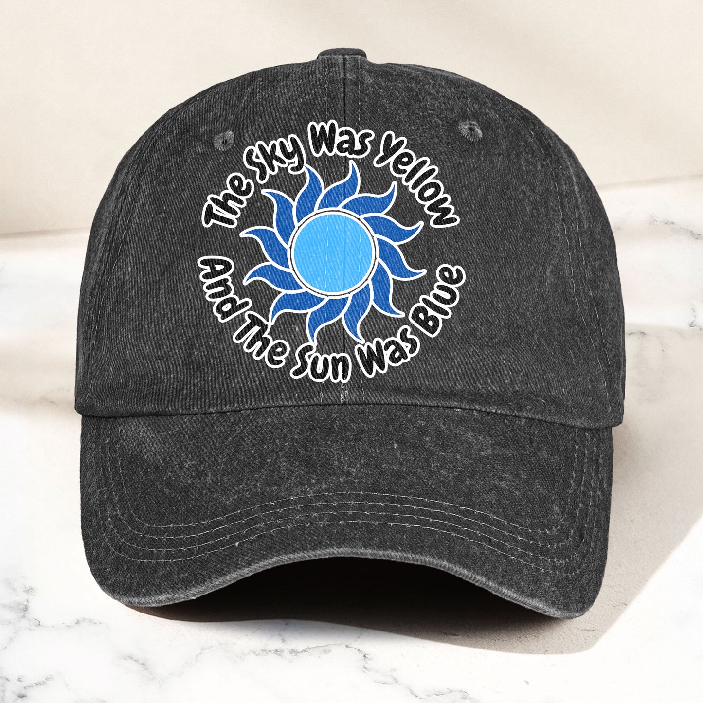 The Sky Was Yellow And The Sun Was Blue Denim Cap – Grateful Dead Tribute Merch Dad Hat (With Box)