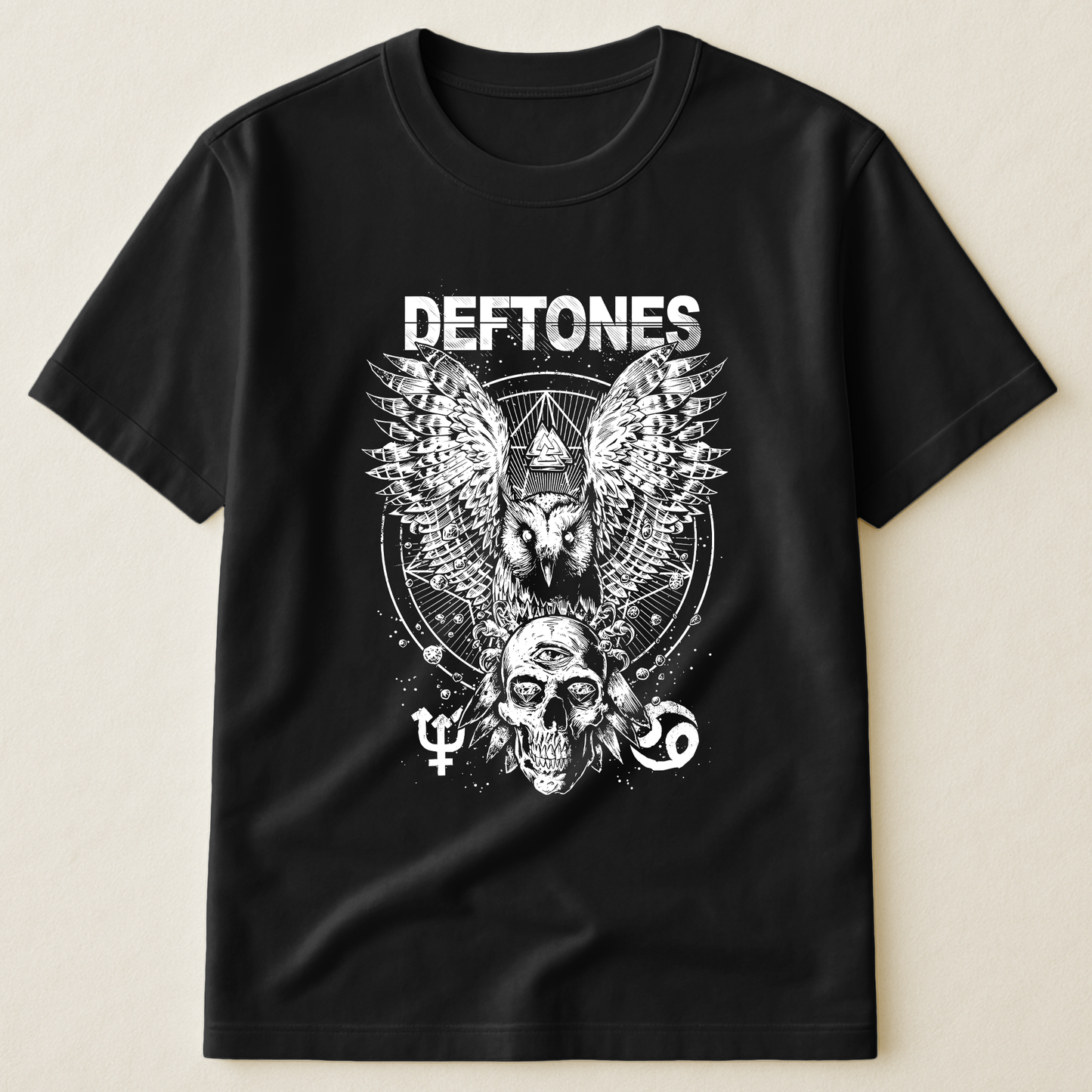 Deftones Owl and Skull T-Shirt – Retro Rock Music Band Deftones Merch Tee