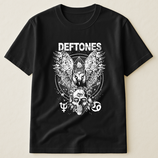 Deftones Owl and Skull T-Shirt – Retro Rock Music Band Deftones Merch Tee