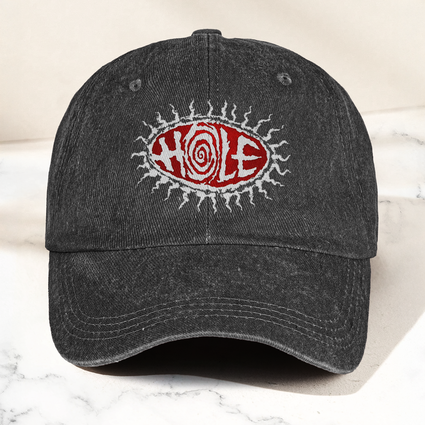 Hole Band Eyeball Denim Cap – Vintage Hole Band Album Merch Gift for Dad (With Box)